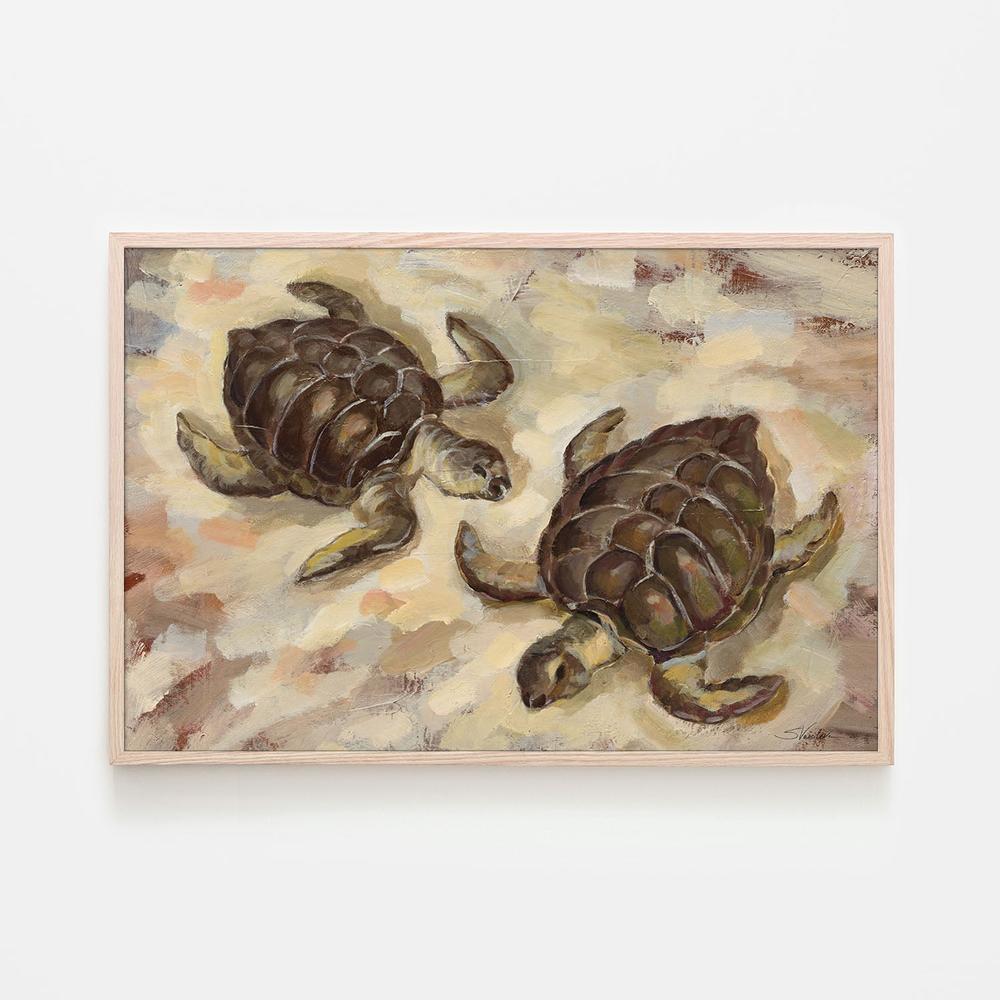Sea Turtles on the Sand-by-Silvia Vassileva-wall-art-print-canvas-poster-framed-Gioia