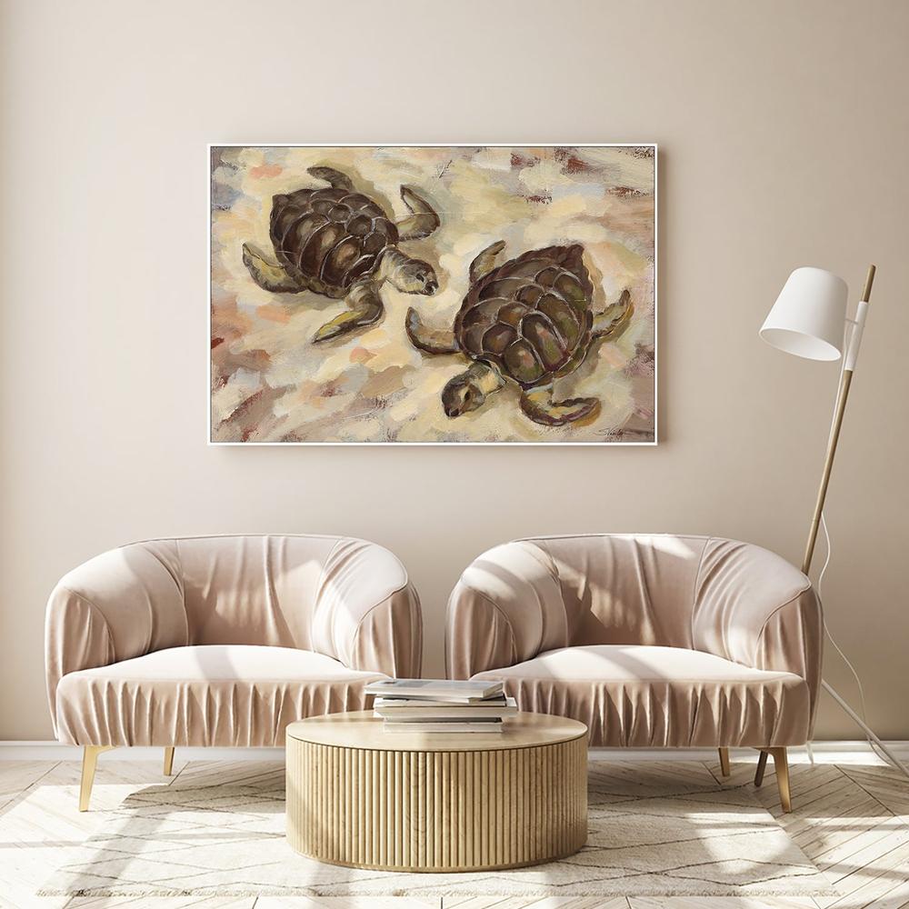Sea Turtles on the Sand-by-Silvia Vassileva-wall-art-print-canvas-poster-framed-Gioia