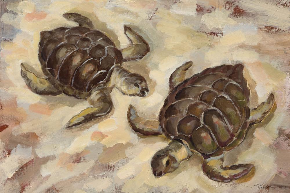 Sea Turtles on the Sand-by-Silvia Vassileva-wall-art-print-canvas-poster-framed-Gioia
