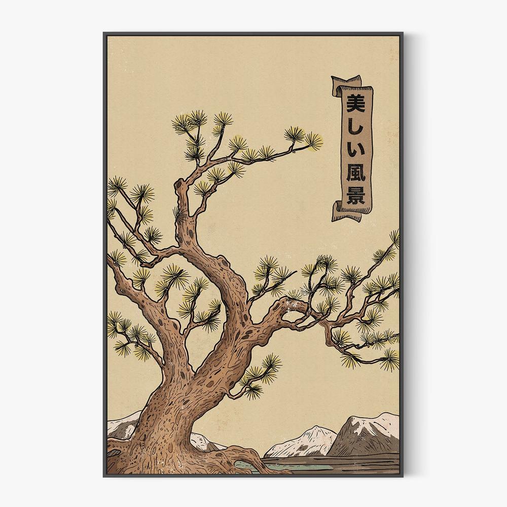 Serene Japanese Pine Landscape-by-Nicholas-wall-art-print-canvas-poster-framed-Gioia