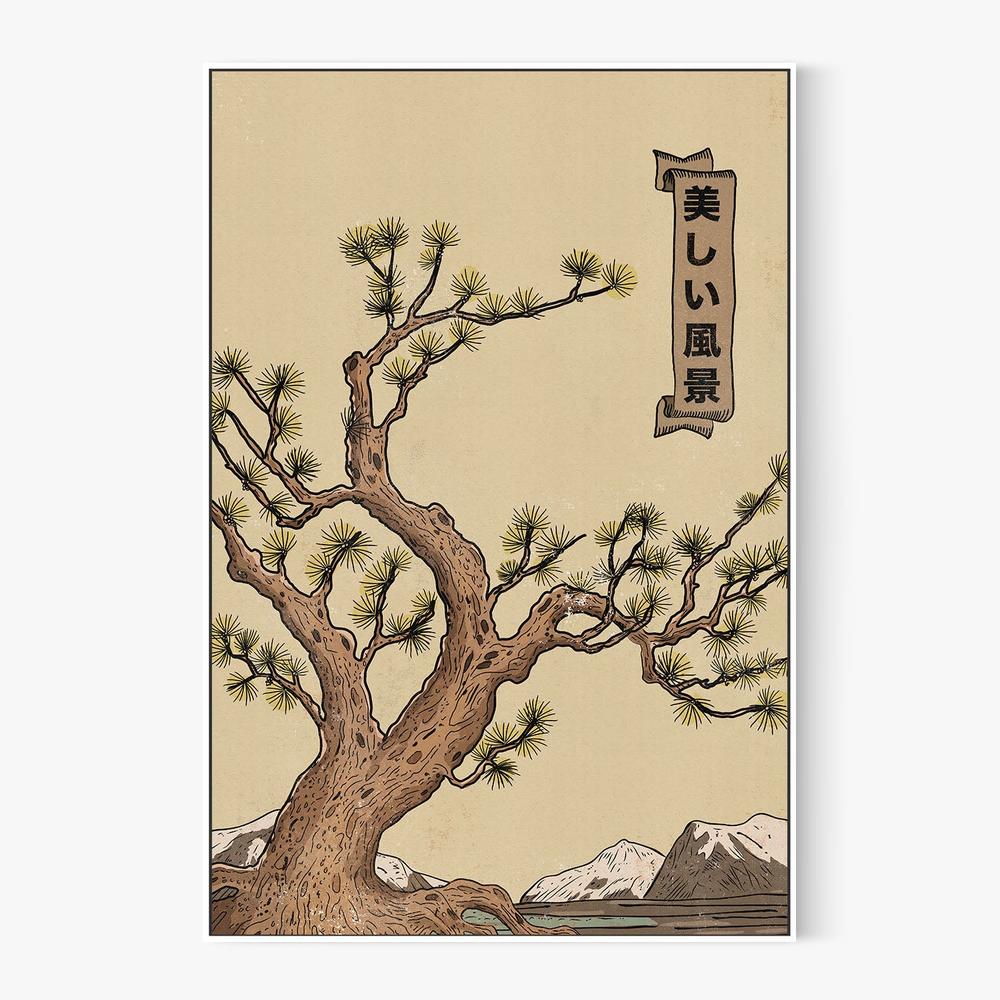 Serene Japanese Pine Landscape-by-Nicholas-wall-art-print-canvas-poster-framed-Gioia