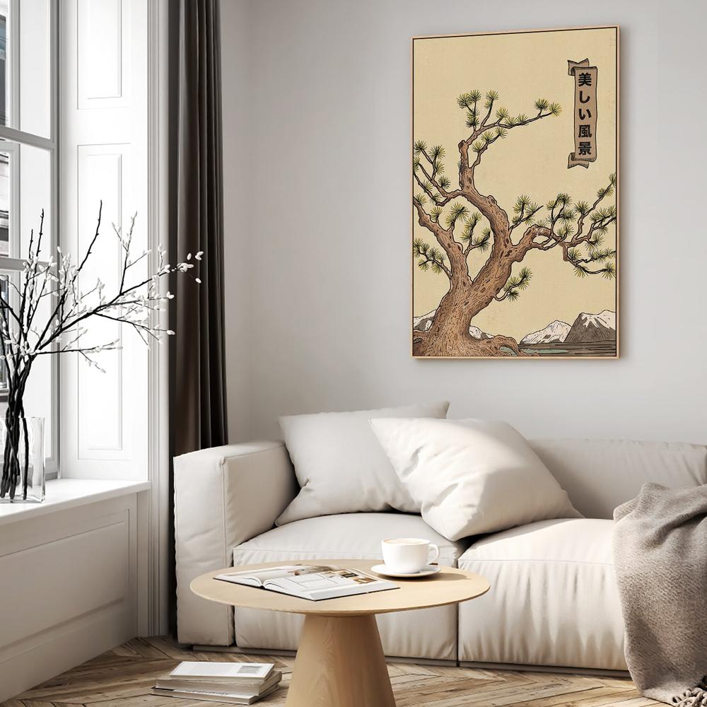 Serene Japanese Pine Landscape-by-Nicholas-wall-art-print-canvas-poster-framed-Gioia