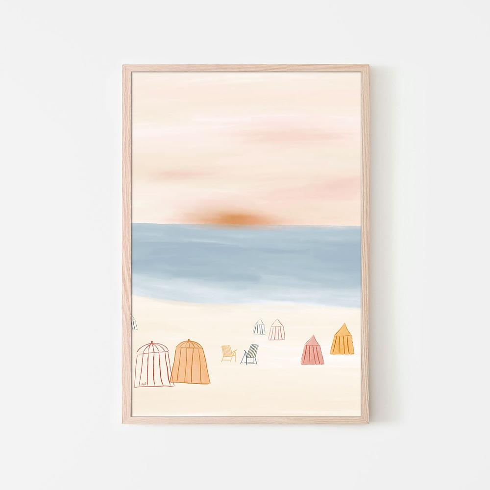 Serene Sunset Beach-by-Menina Lisboa-wall-art-print-canvas-poster-framed-Gioia