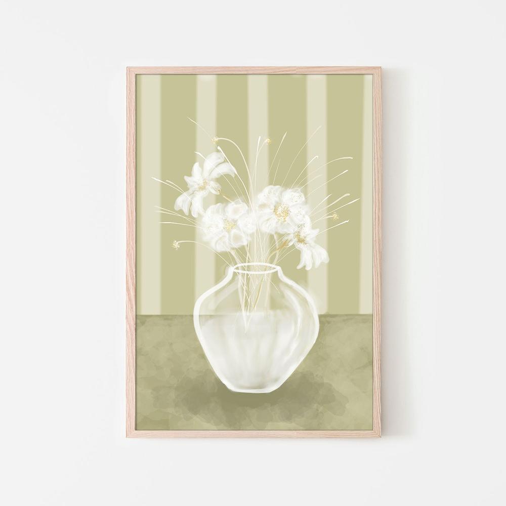 Serene White Flowers-by-Sannel Larson-wall-art-print-canvas-poster-framed-Gioia