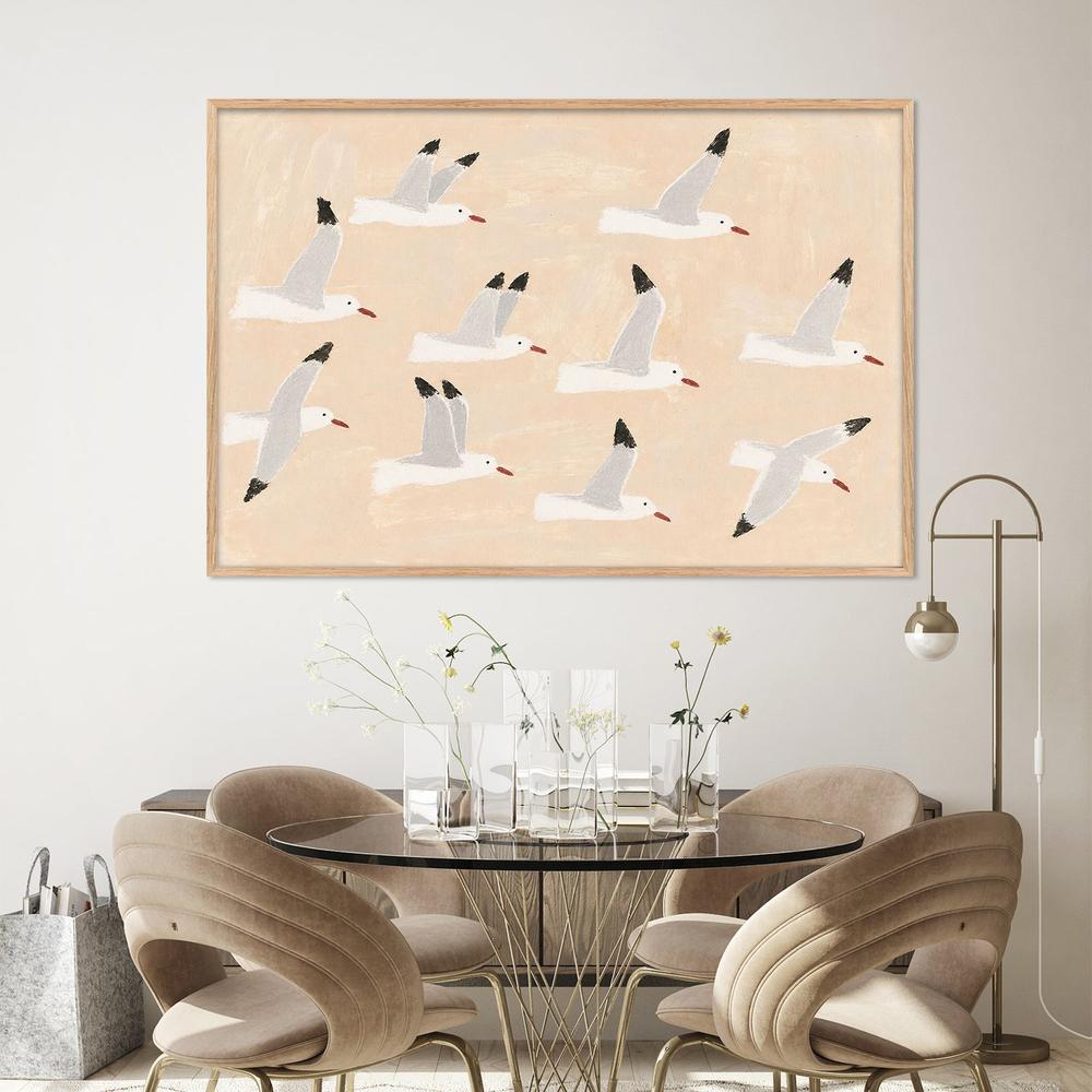 silver gulls-by-Lady Hana-wall-art-print-canvas-poster-framed-Gioia