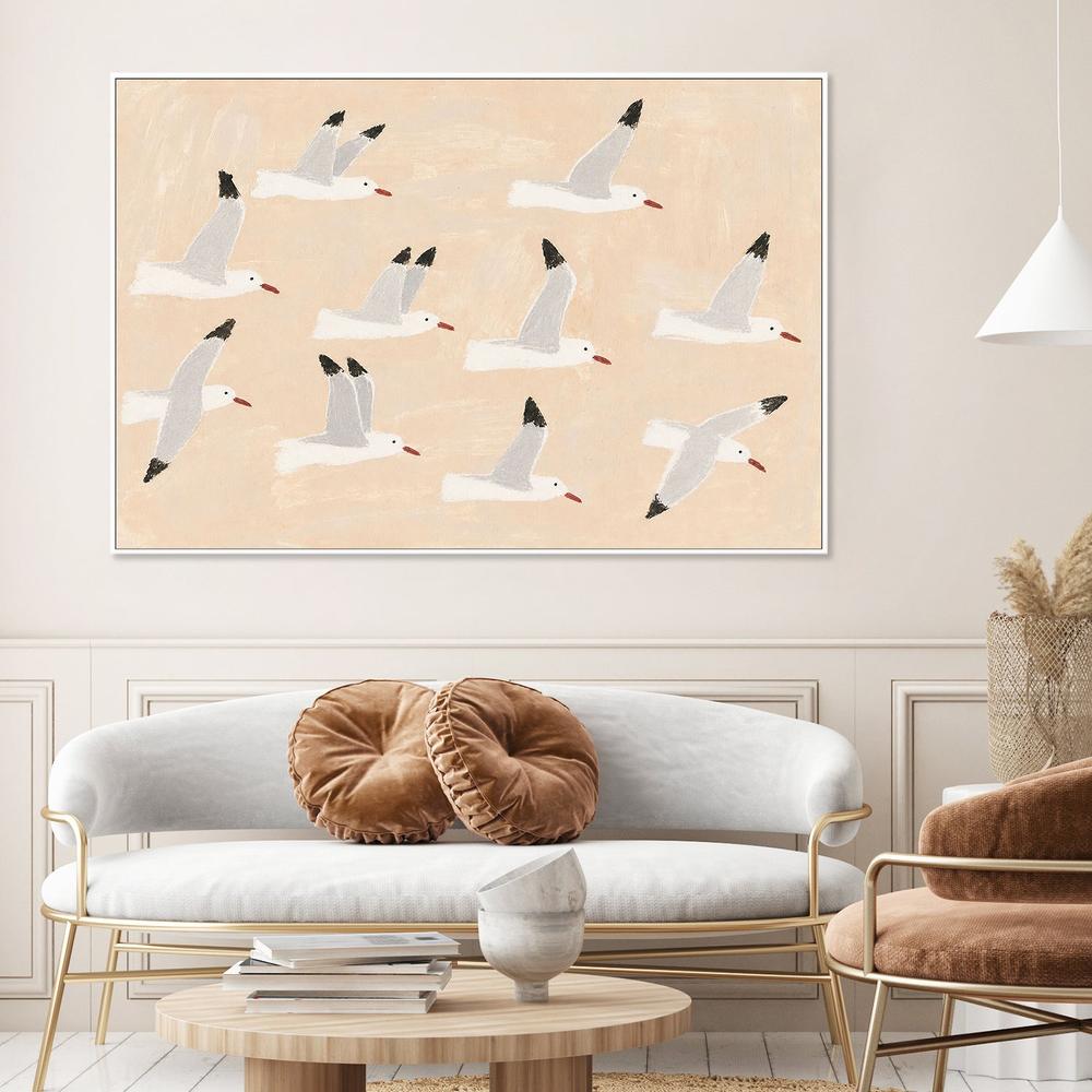 silver gulls-by-Lady Hana-wall-art-print-canvas-poster-framed-Gioia