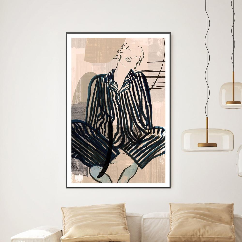 Striped Pajama Lounging Casa-by-cartissi-wall-art-print-canvas-poster-framed-Gioia
