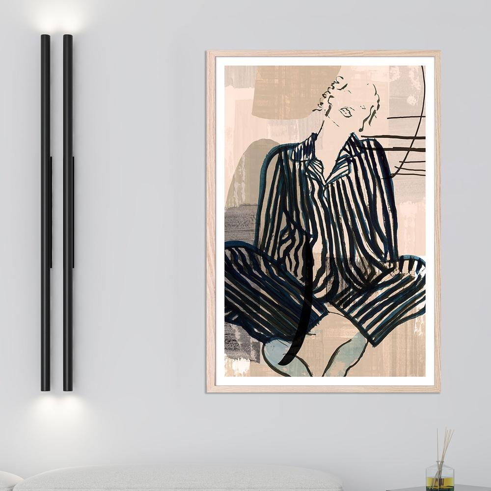 Striped Pajama Lounging Casa-by-cartissi-wall-art-print-canvas-poster-framed-Gioia