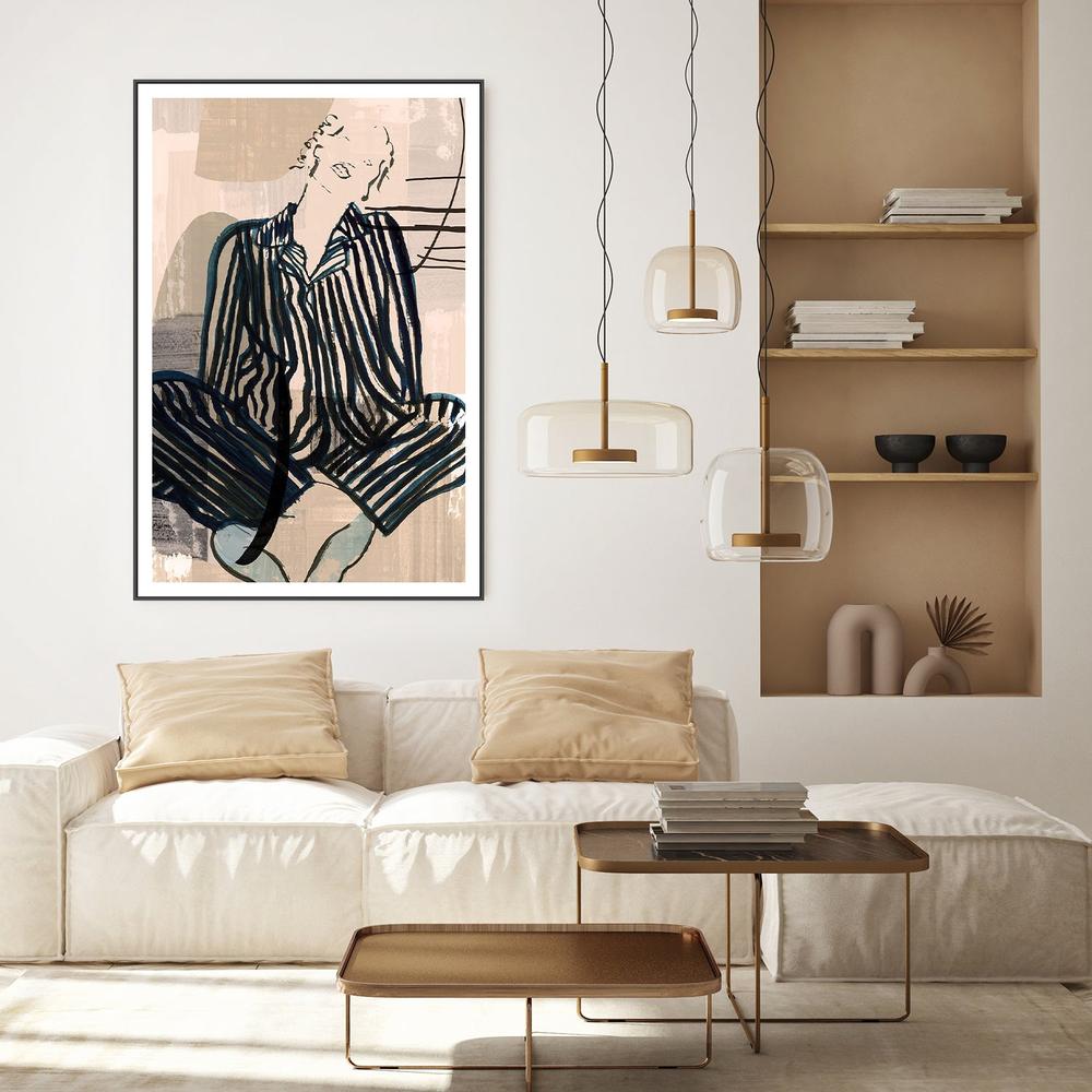 Striped Pajama Lounging Casa-by-cartissi-wall-art-print-canvas-poster-framed-Gioia