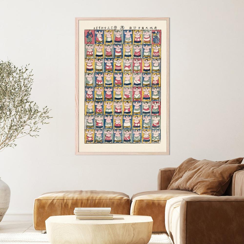 Sumo Wrestlers (1852)-by-utagawa Yoshikazu-wall-art-print-canvas-poster-framed-Gioia