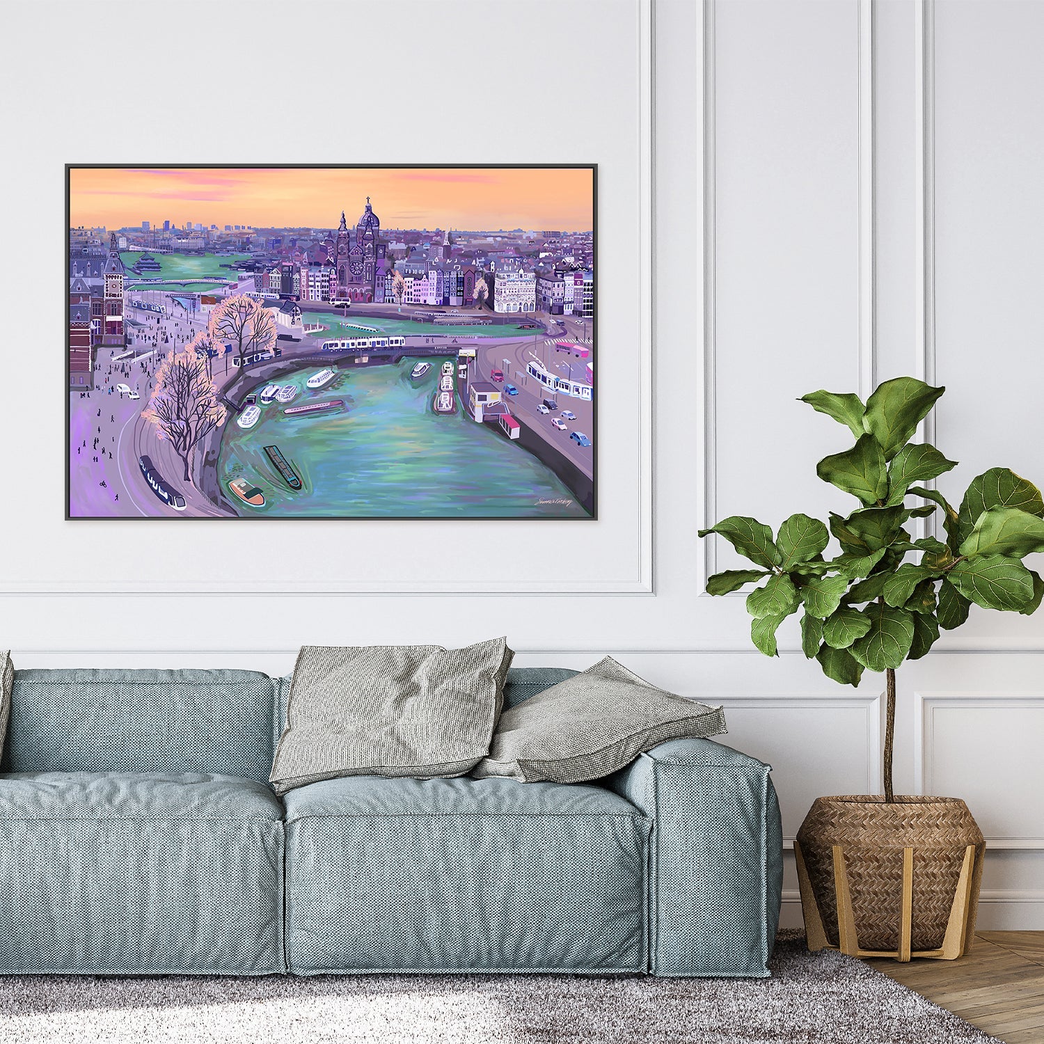 Sunrisein Amsterdam-by-Emma Forsberg-wall-art-print-canvas-poster-framed-Gioia