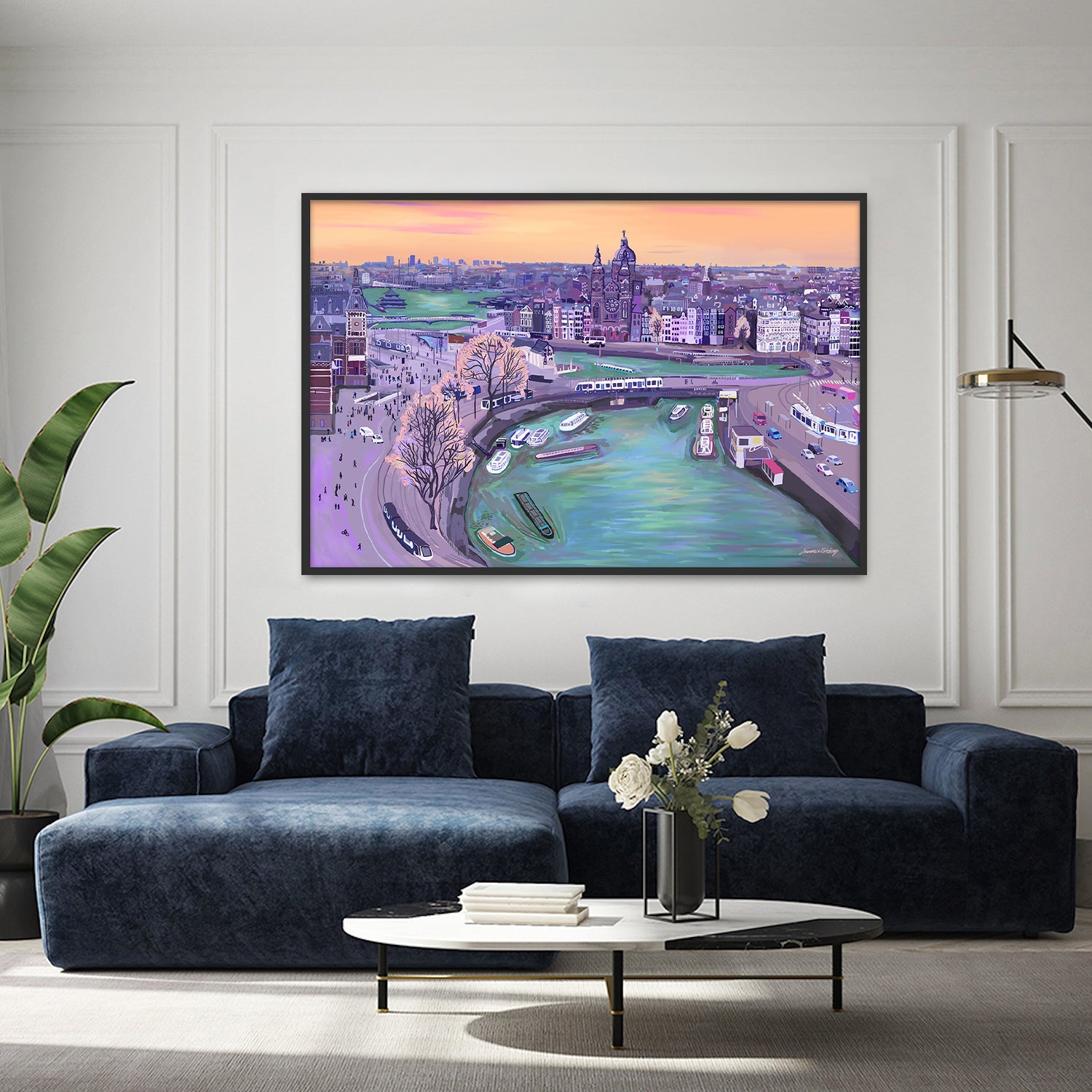 Sunrisein Amsterdam-by-Emma Forsberg-wall-art-print-canvas-poster-framed-Gioia
