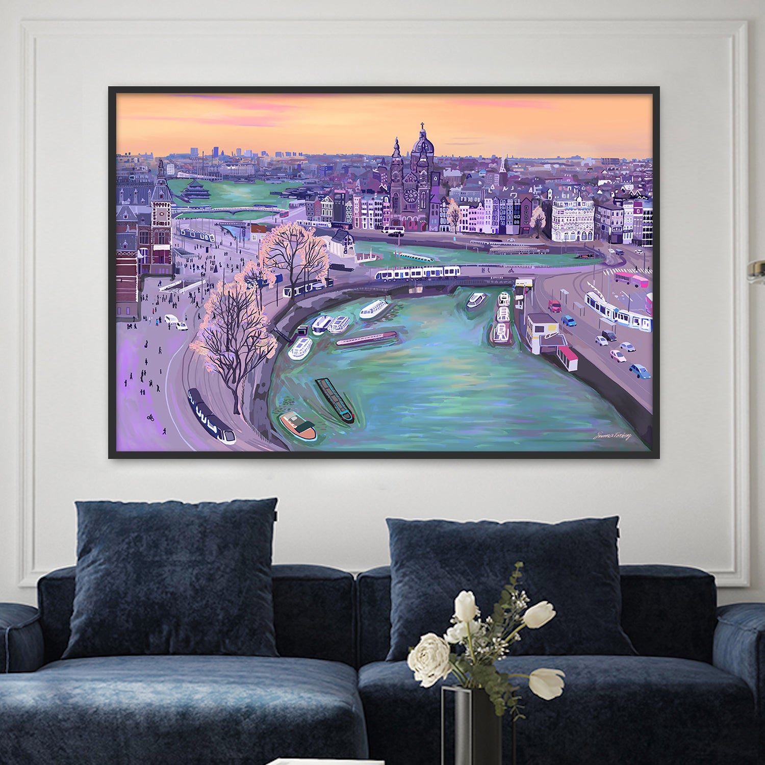 Sunrisein Amsterdam-by-Emma Forsberg-wall-art-print-canvas-poster-framed-Gioia