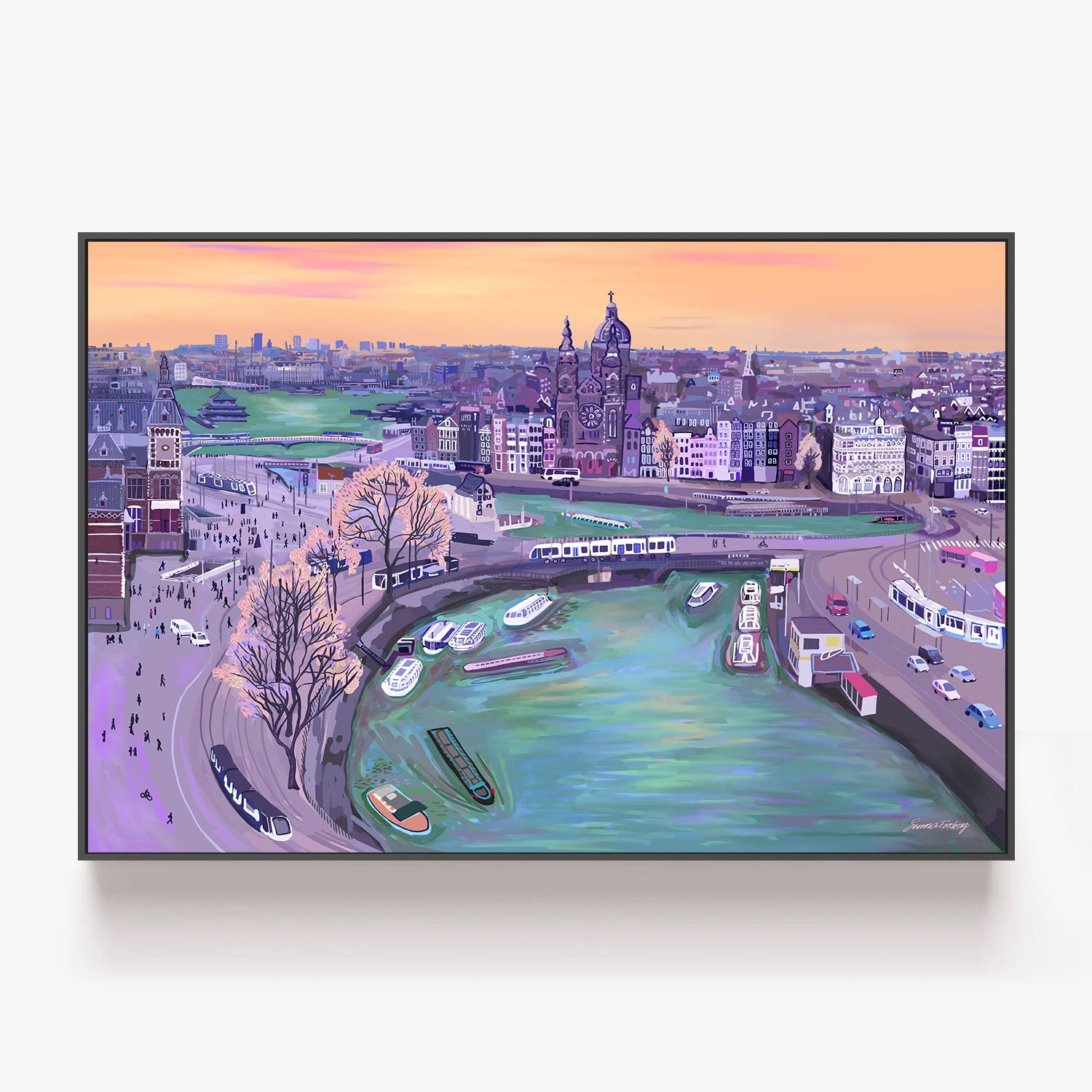 Sunrisein Amsterdam-by-Emma Forsberg-wall-art-print-canvas-poster-framed-Gioia