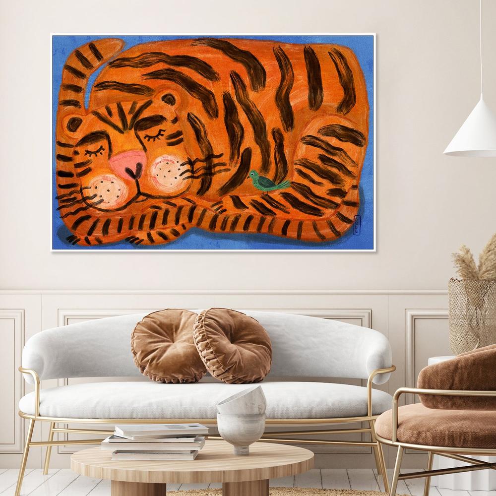 Sweet Sleeping Tiger-by-Dirkie Nell-wall-art-print-canvas-poster-framed-Gioia
