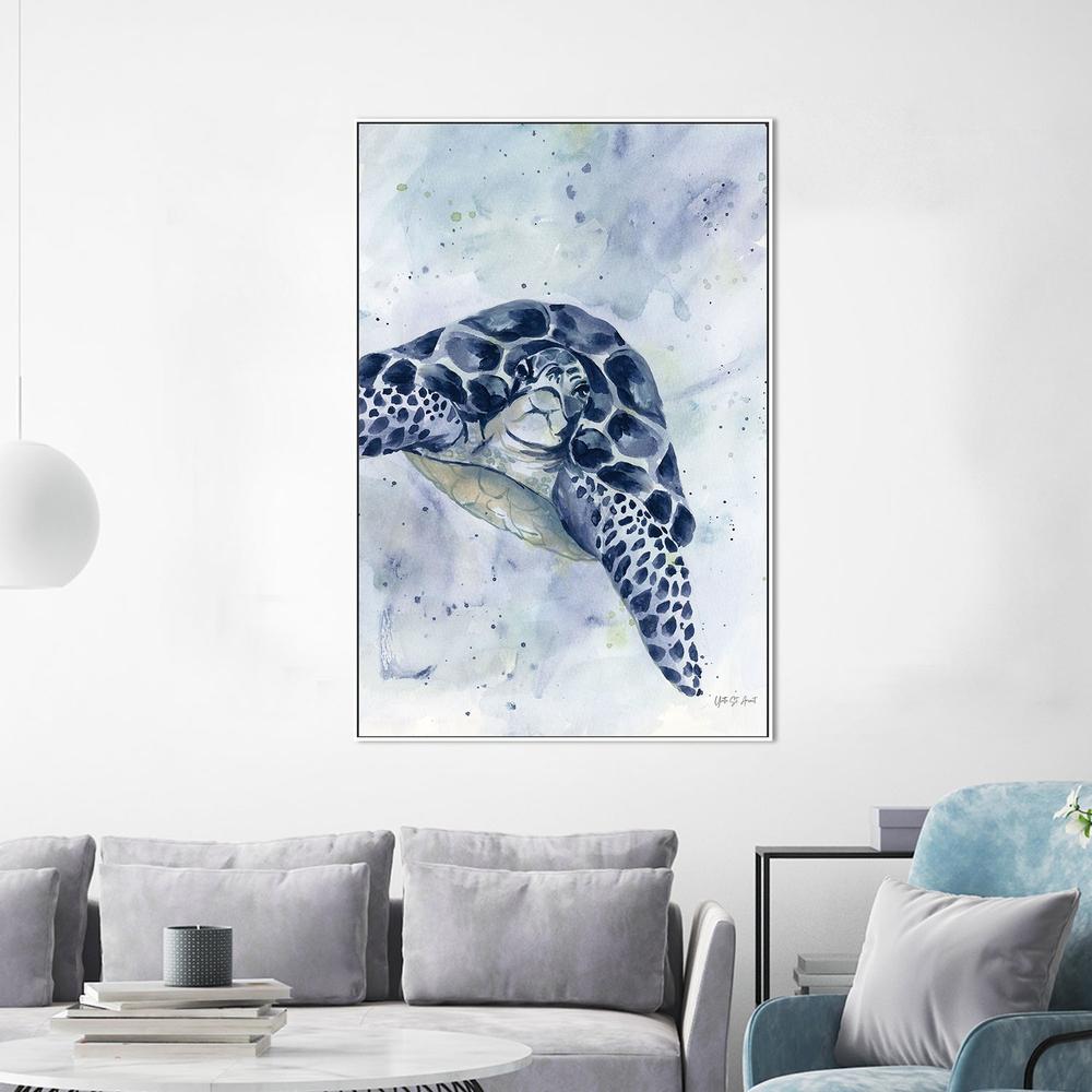 Swimming Sea Turtle-by-Yvette St. Amant-wall-art-print-canvas-poster-framed-Gioia