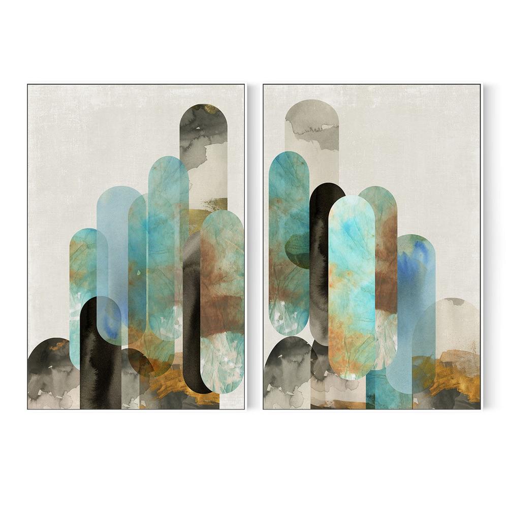 Teal Arches, Style A & B, Set Of 2-by-Tom Reeves-wall-art-print-canvas-poster-framed-Gioia