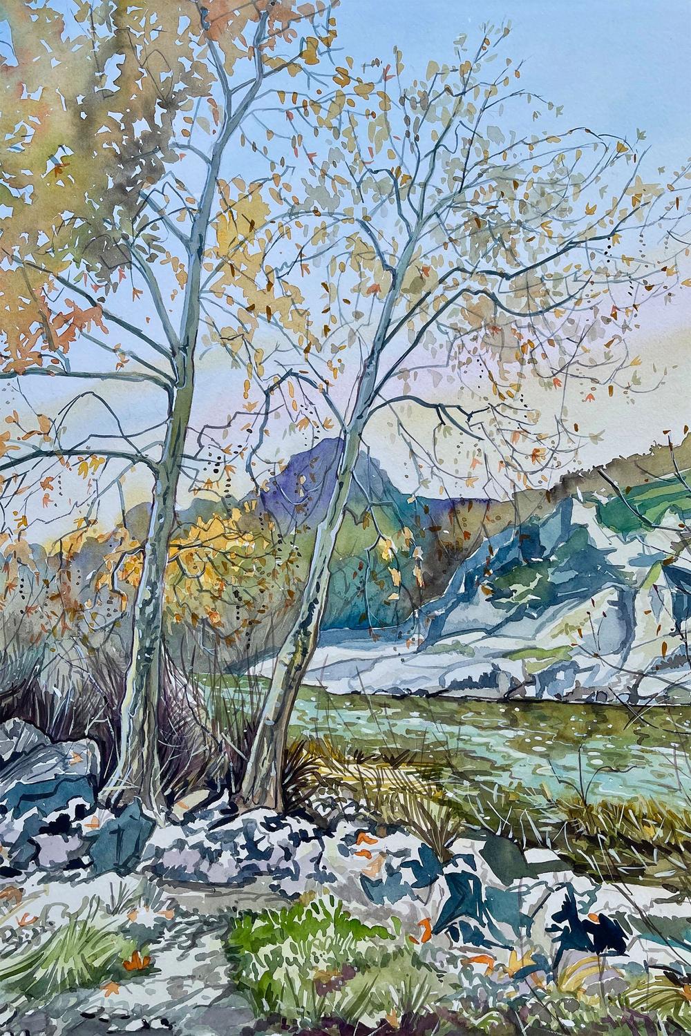 Tranquil Autumn River-by-Luisa Millicent-wall-art-print-canvas-poster-framed-Gioia