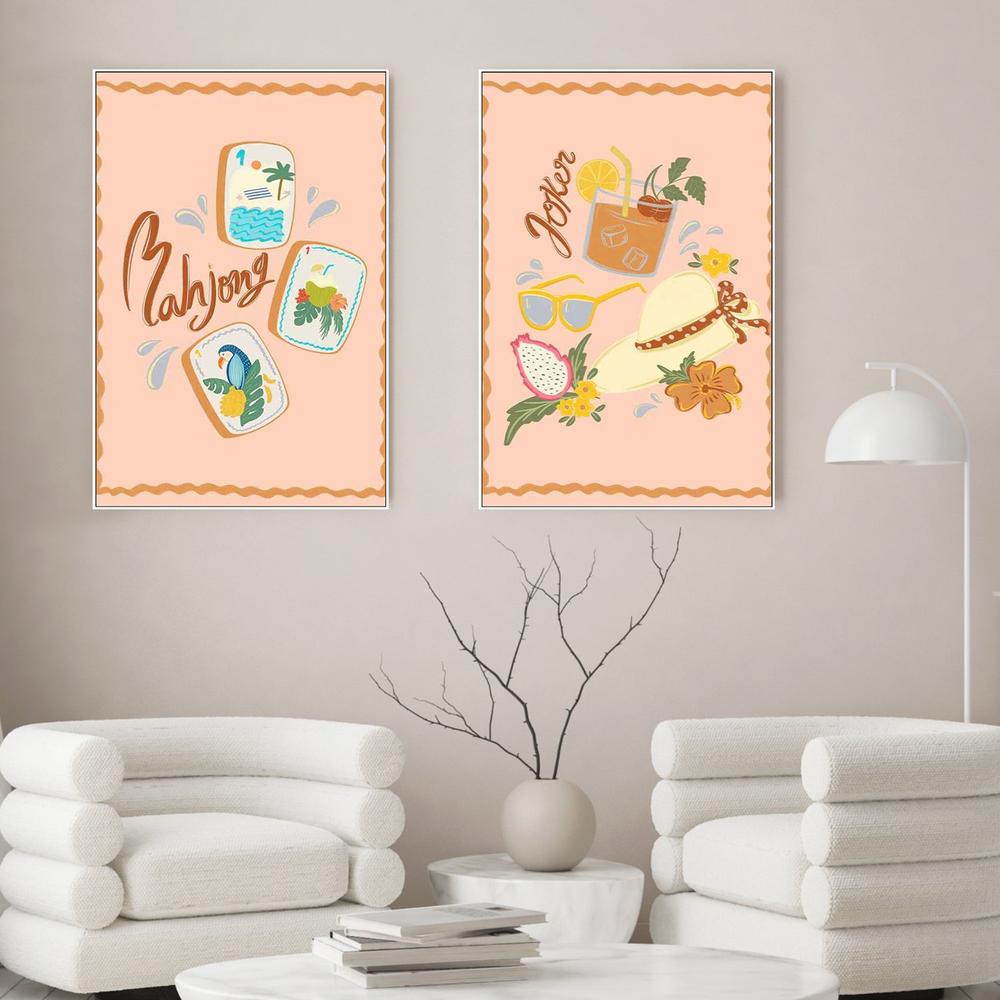 Tropical Mahjong Tiles & Tropical Summer Vibes, Set Of 2-by-Nikita Jariwala-wall-art-print-canvas-poster-framed-Gioia