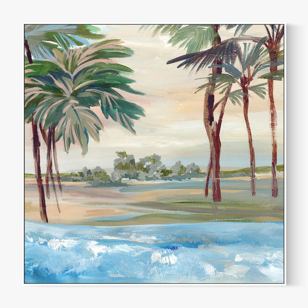 Tropical Shoreline with Palm Trees-by-Lera-wall-art-print-canvas-poster-framed-Gioia