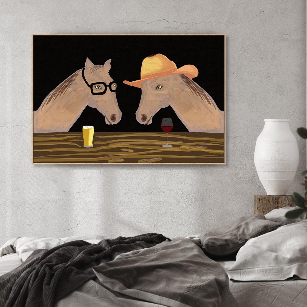 Two Horses at the Bar-by-Sharyn Bursic-wall-art-print-canvas-poster-framed-Gioia