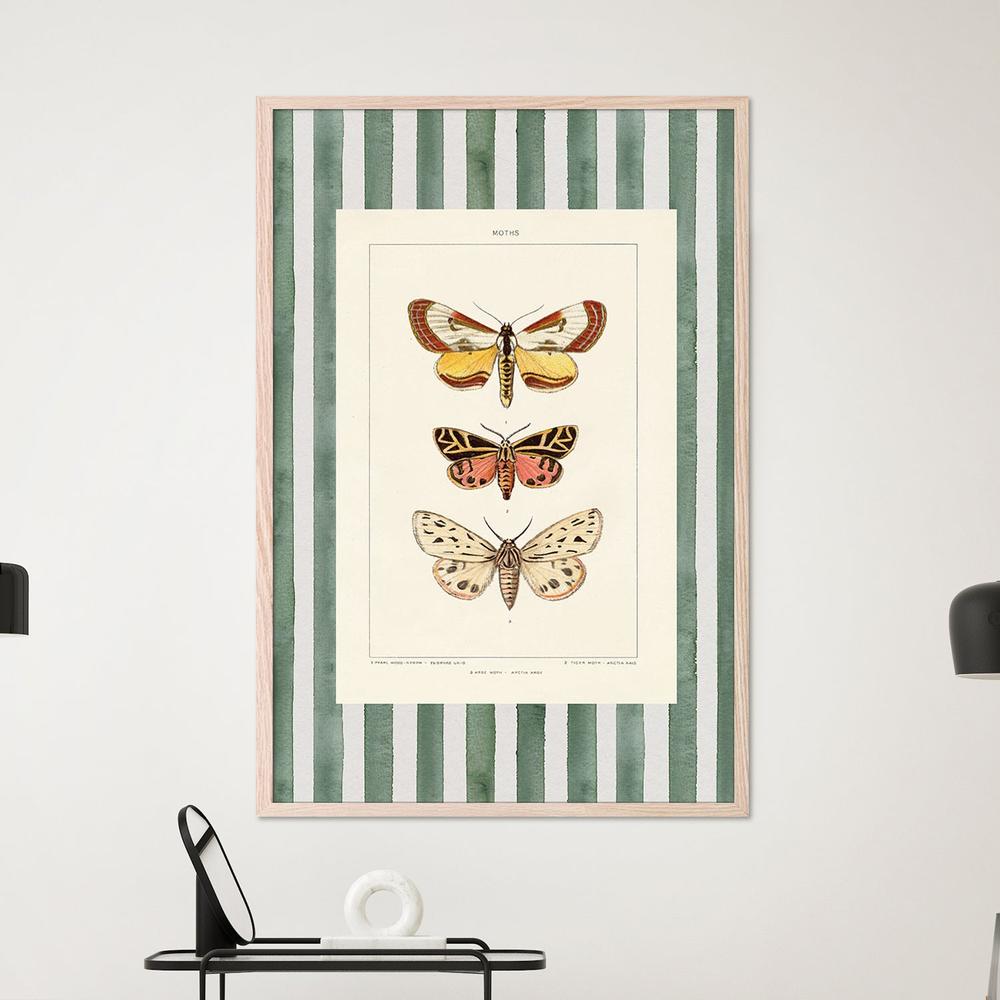 Vintage Moths Stripe, Style B-by-Wild Apple Portfolio-wall-art-print-canvas-poster-framed-Gioia