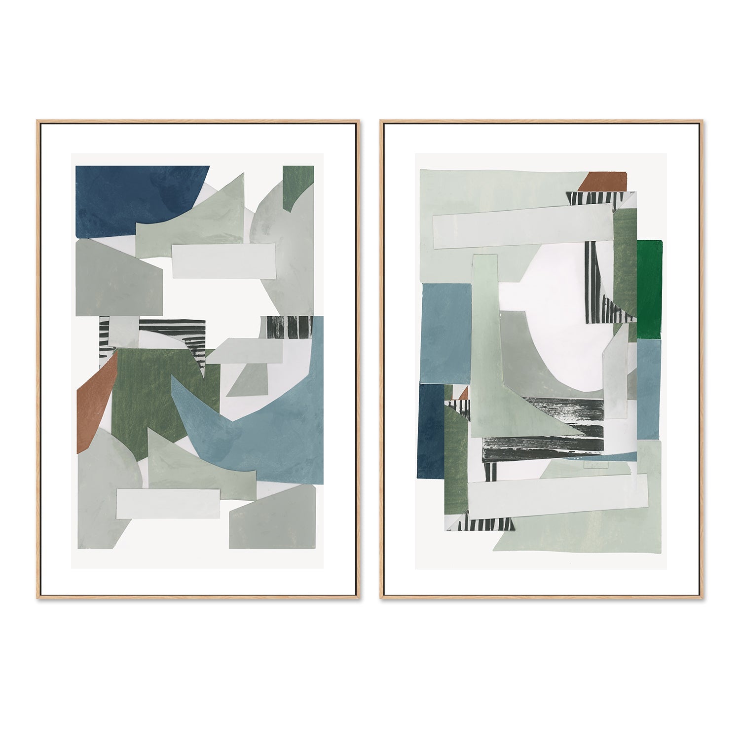 wall-art-print-canvas-poster-framed-A Blue Green Abstract Jugs , Style A & B , Set Of 2 , By Cartissi , By cartissi-5