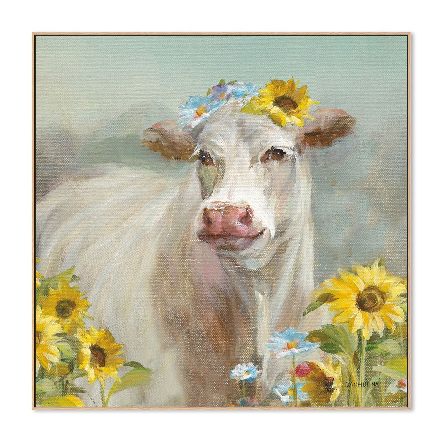 wall-art-print-canvas-poster-framed-A Cow in a Crown-by-Danhui Nai-Gioia Wall Art