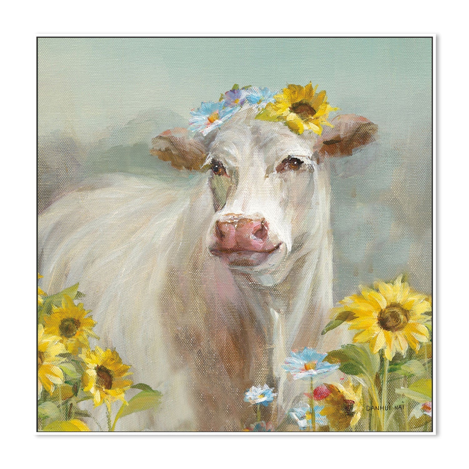 wall-art-print-canvas-poster-framed-A Cow in a Crown-by-Danhui Nai-Gioia Wall Art