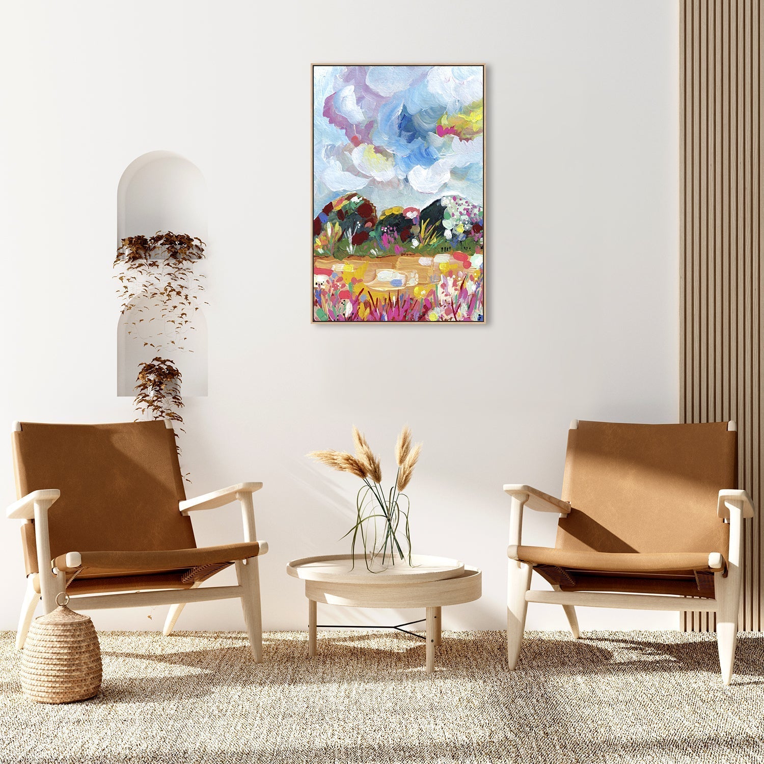 wall-art-print-canvas-poster-framed-A Field Of Wild Flowers Dotted With Poppies-by-Lia Nell-Gioia Wall Art