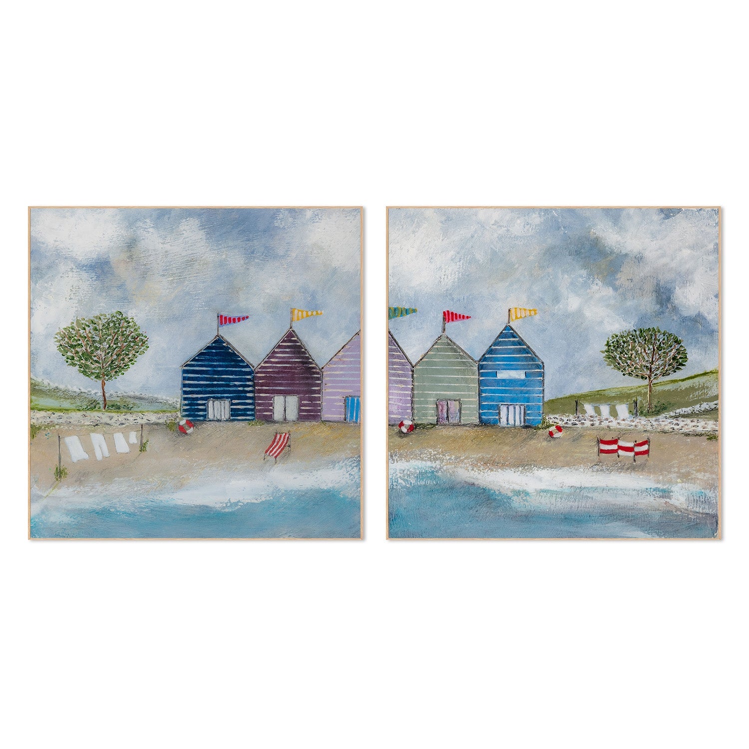 wall-art-print-canvas-poster-framed-A Long Beach Day, Style A & B, Set Of 2 , By Louise O'Hara-4