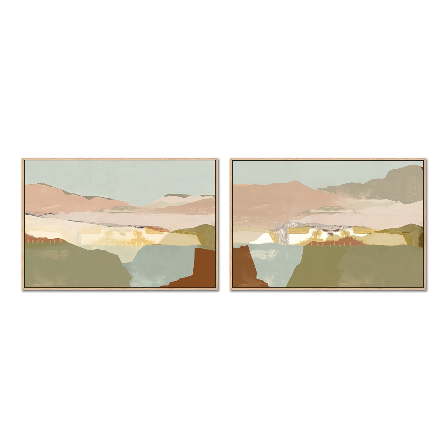 wall-art-print-canvas-poster-framed-A Pink Sandy Dunes , Style A & B, Set Of 2 , By Cartissi , By cartissi-3