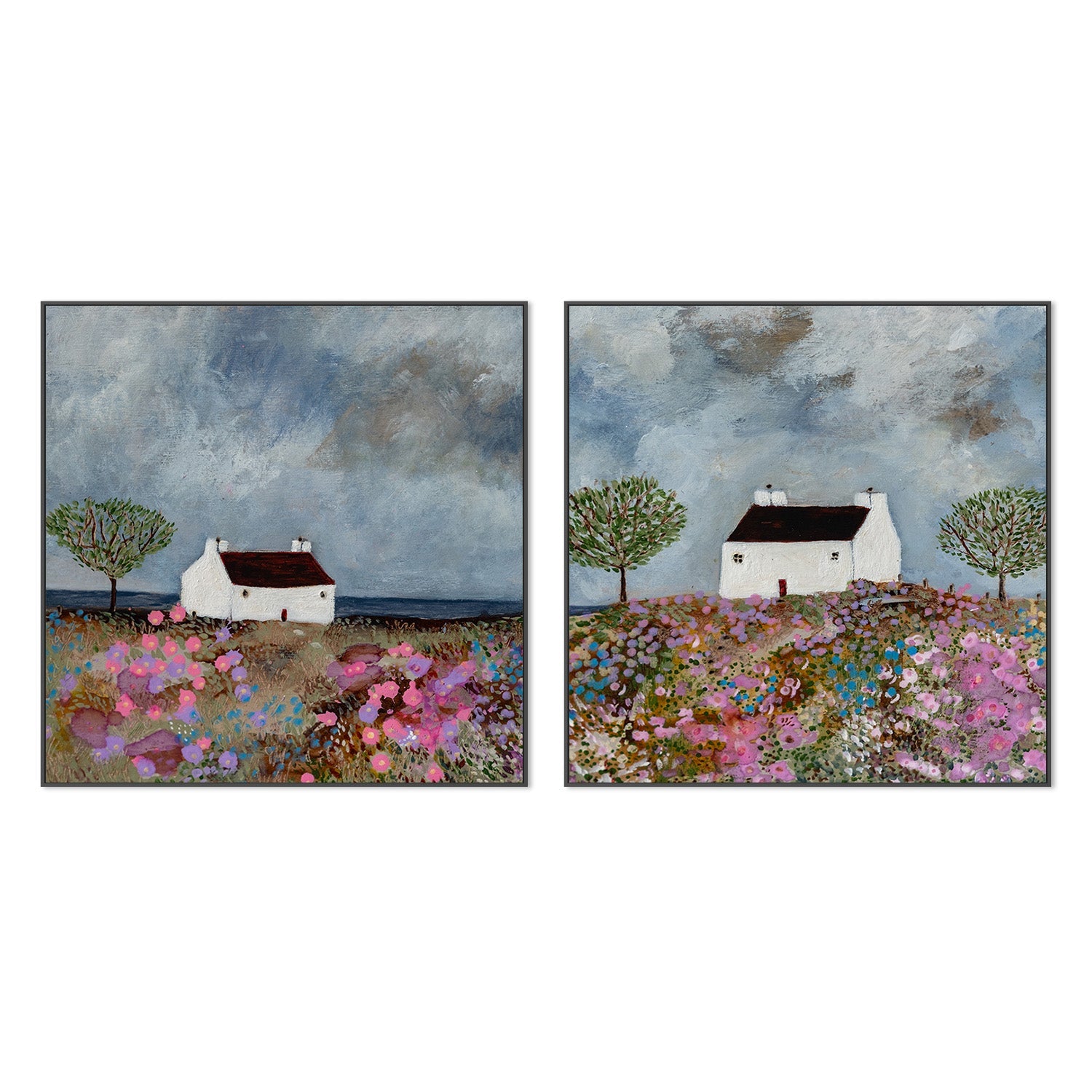 wall-art-print-canvas-poster-framed-A Splash Of Colour & Secrets Of A Summer Meadow , Set Of 2 , By Louise O'Hara-3
