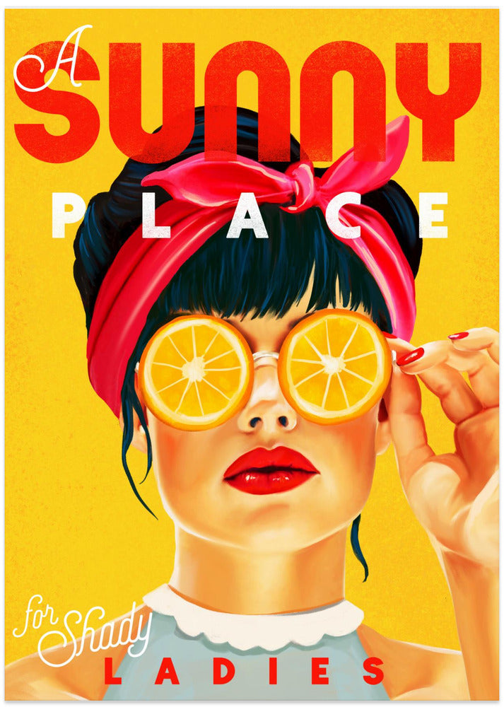 wall-art-print-canvas-poster-framed-A Sunny Place For Shady Ladies Orange Pinup Art , By Brett Gramse-4