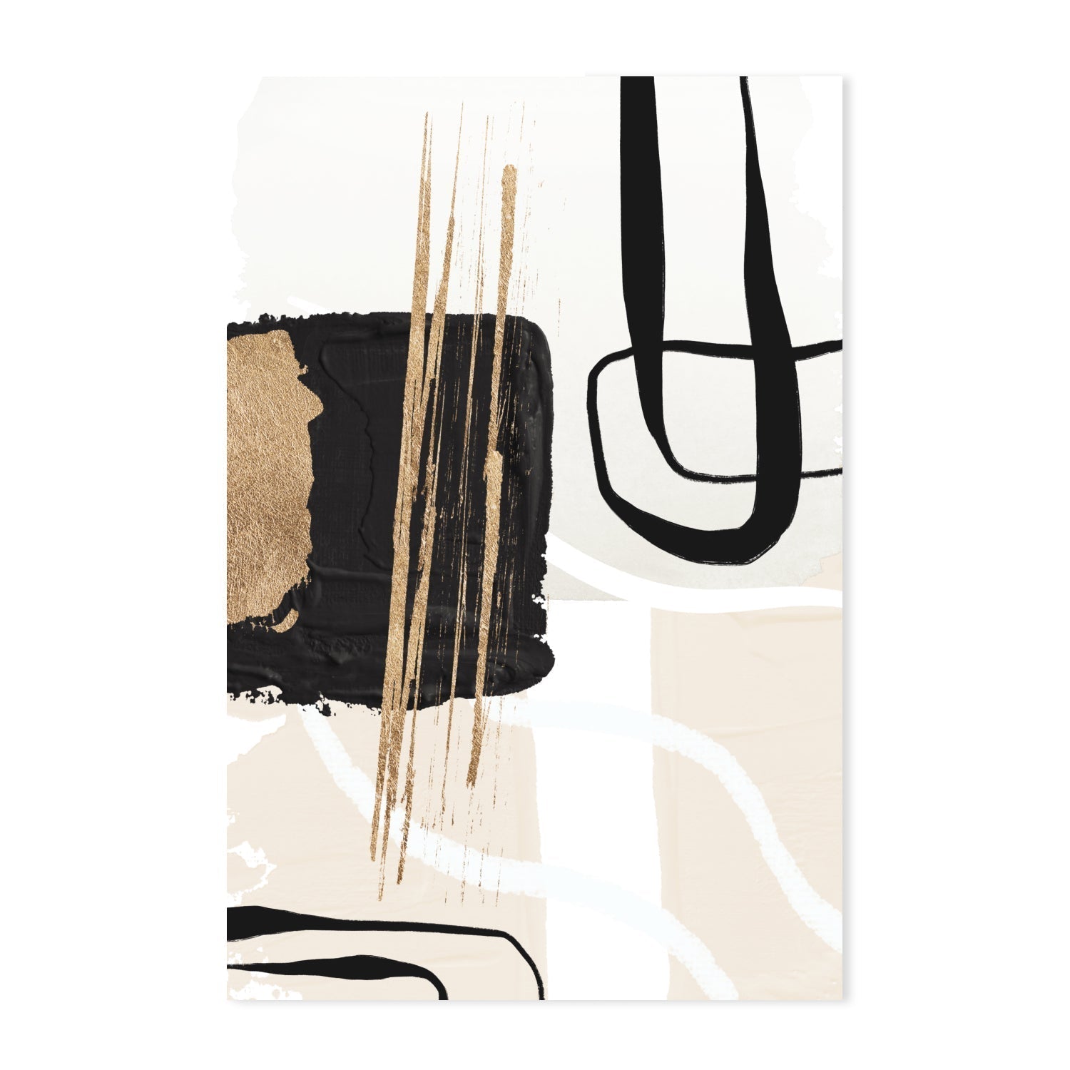 wall-art-print-canvas-poster-framed-Abstract Black And Gold, Style A & B, Set Of 2 , By Sally Ann Moss-GIOIA-WALL-ART