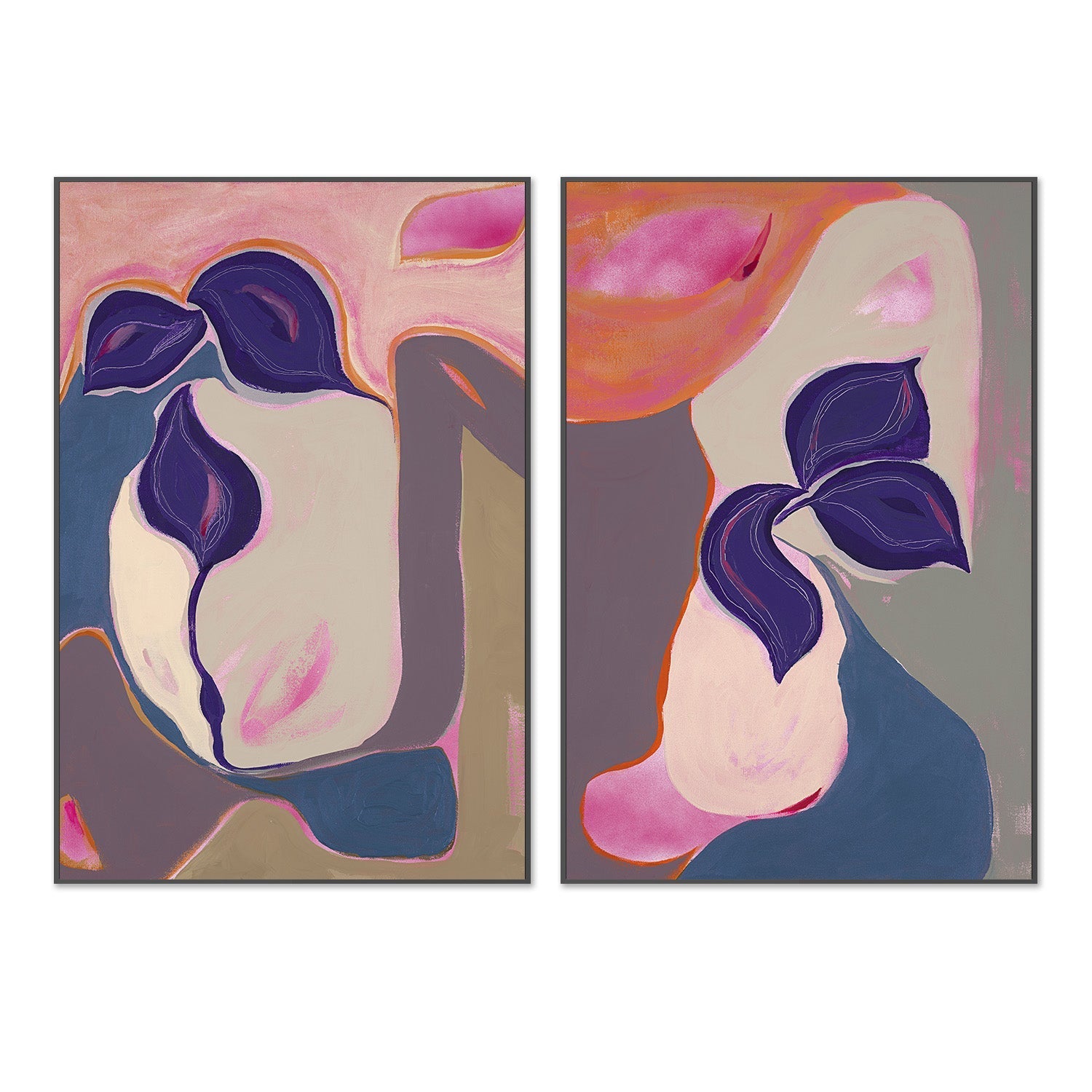 wall-art-print-canvas-poster-framed-Abstract Bloom, Style A & B, Set Of 2 , By Lynda Skye-3