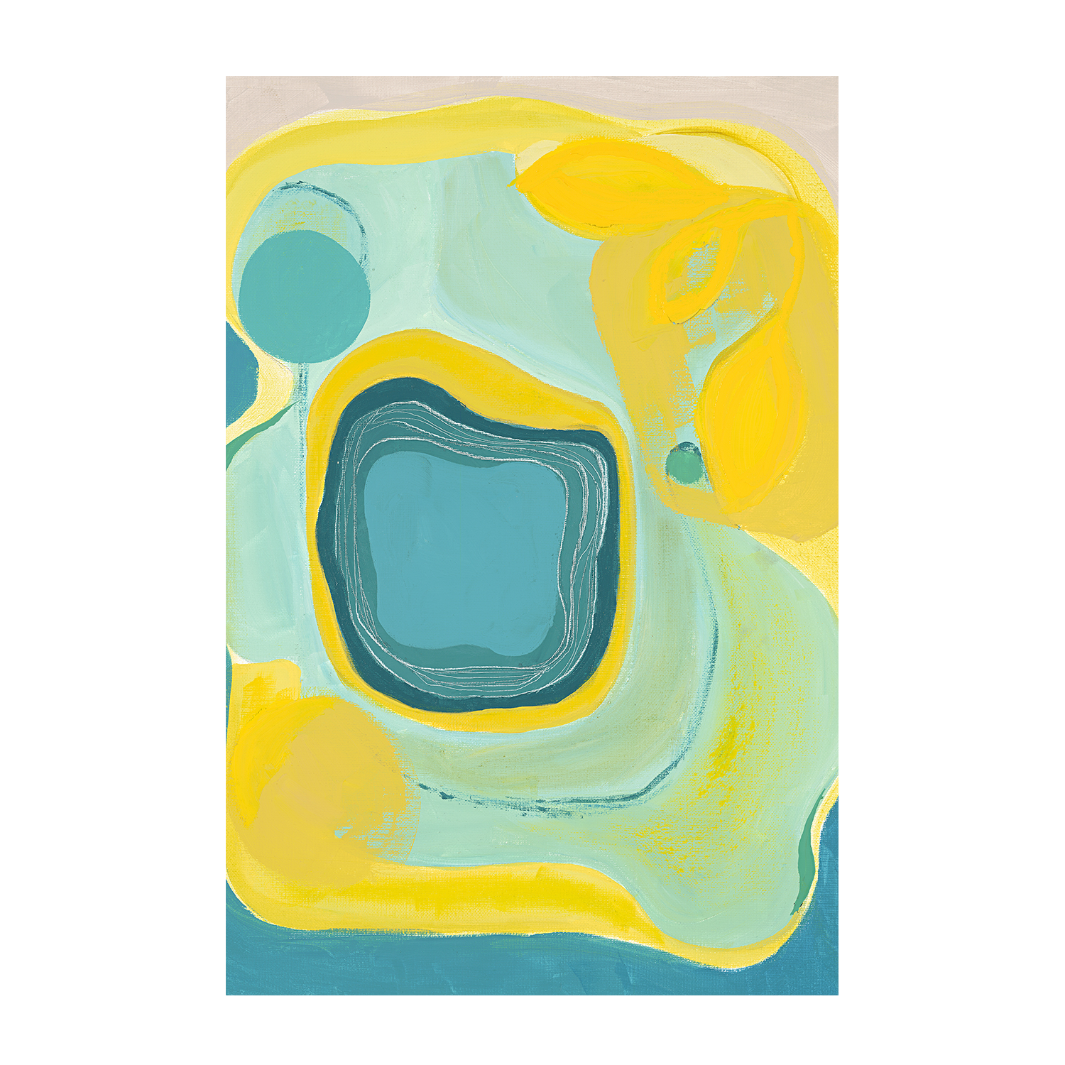 wall-art-print-canvas-poster-framed-Abstract Bloom Yellow Teal , By Lynda Skye-1