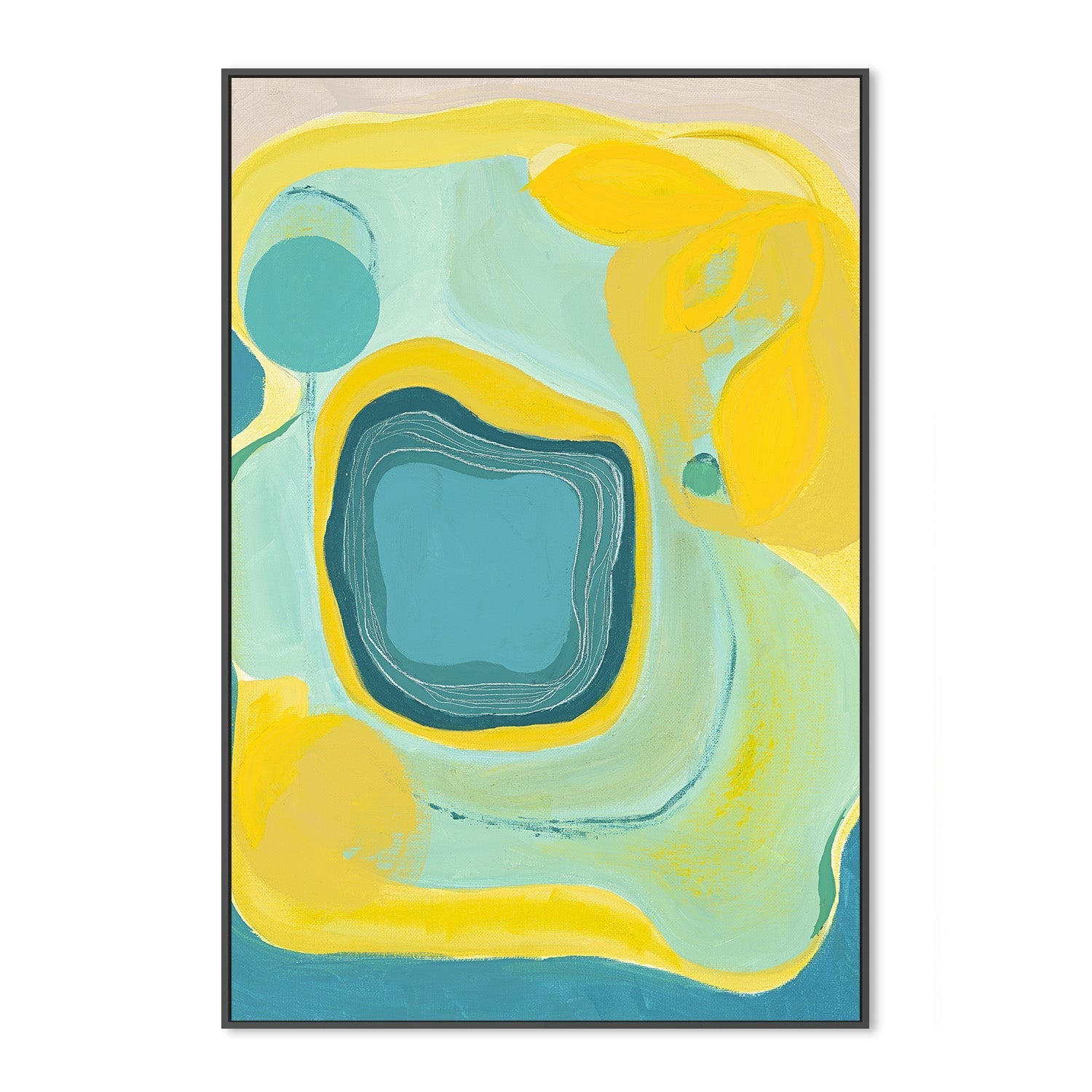 wall-art-print-canvas-poster-framed-Abstract Bloom Yellow Teal , By Lynda Skye-3