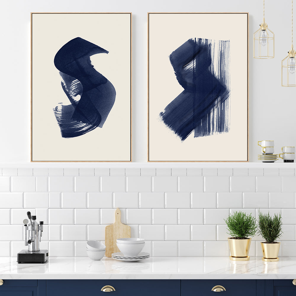wall-art-print-canvas-poster-framed-Abstract, Dark Navy, Set of 2-by-Danushka Abeygoda-Gioia Wall Art