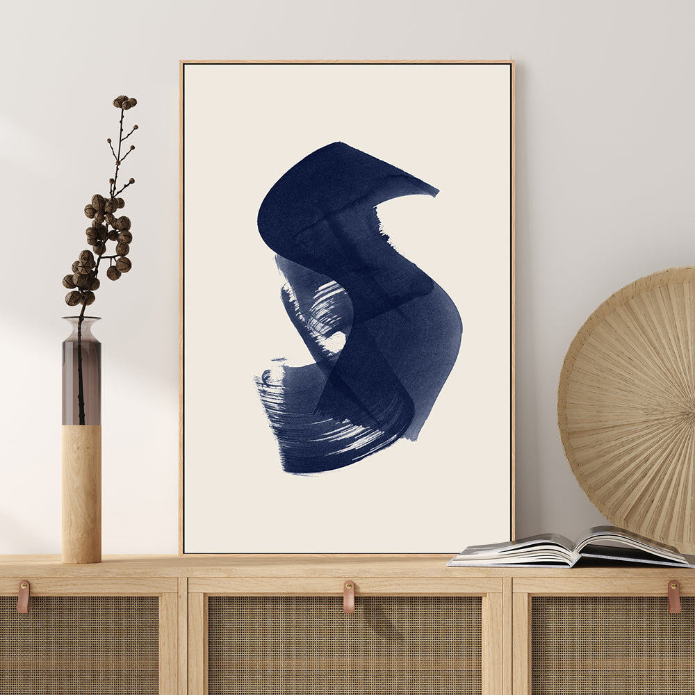 wall-art-print-canvas-poster-framed-Abstract, Dark Navy Swish-by-Danushka Abeygoda-Gioia Wall Art