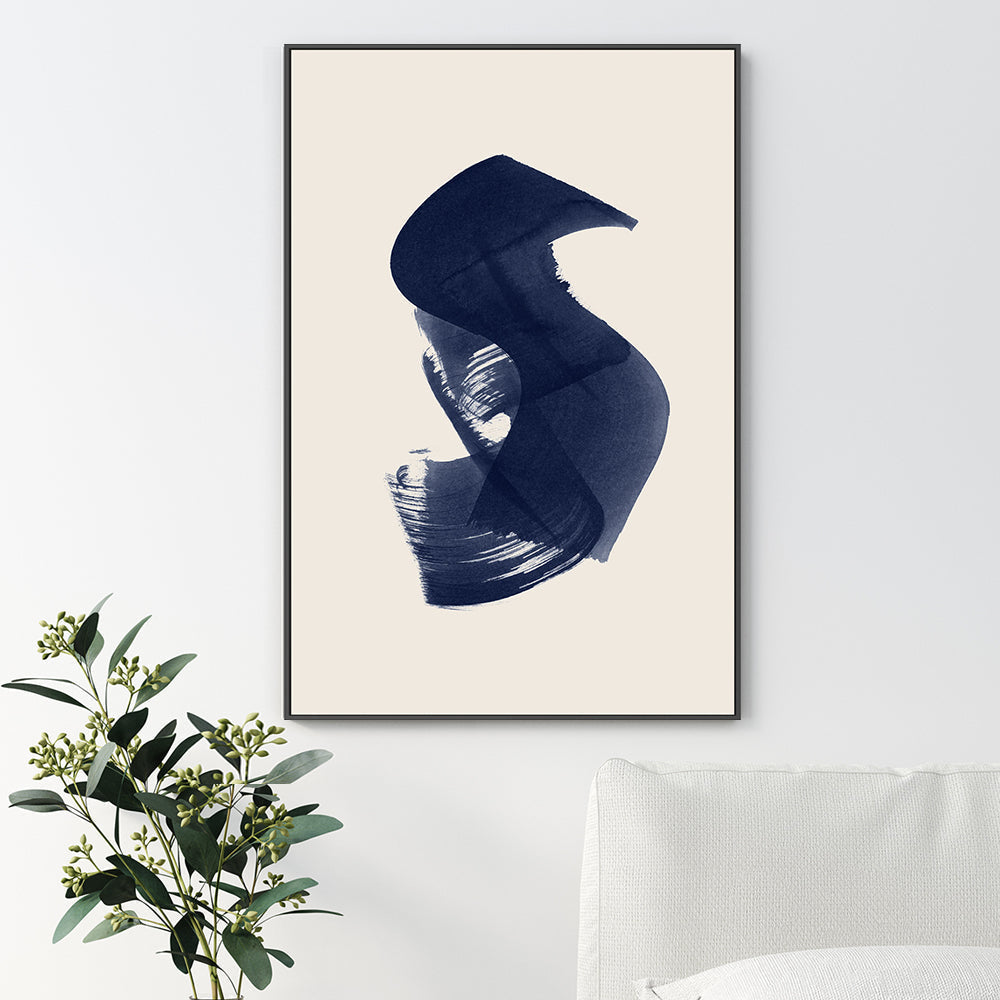 wall-art-print-canvas-poster-framed-Abstract, Dark Navy Swish-by-Danushka Abeygoda-Gioia Wall Art