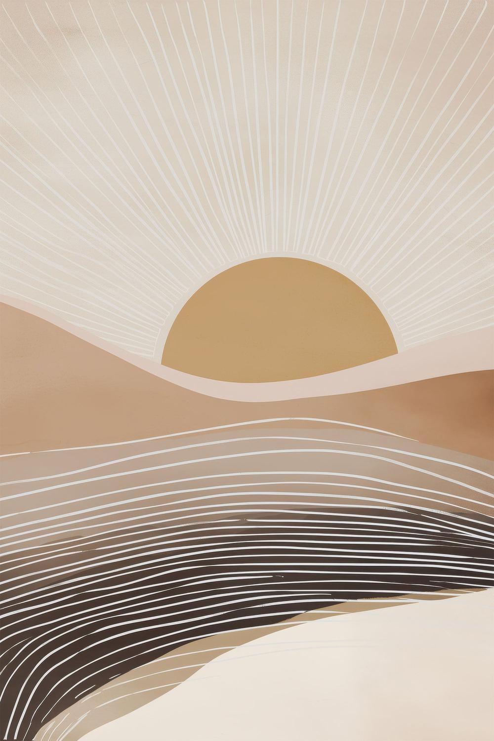 wall-art-print-canvas-poster-framed-Abstract Desert Sun-1
