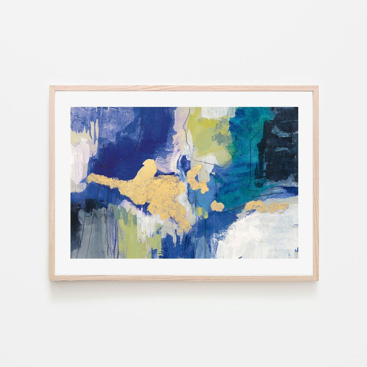 wall-art-print-canvas-poster-framed-Abstract Gold And Blue , By Silvia Vassileva-GIOIA-WALL-ART