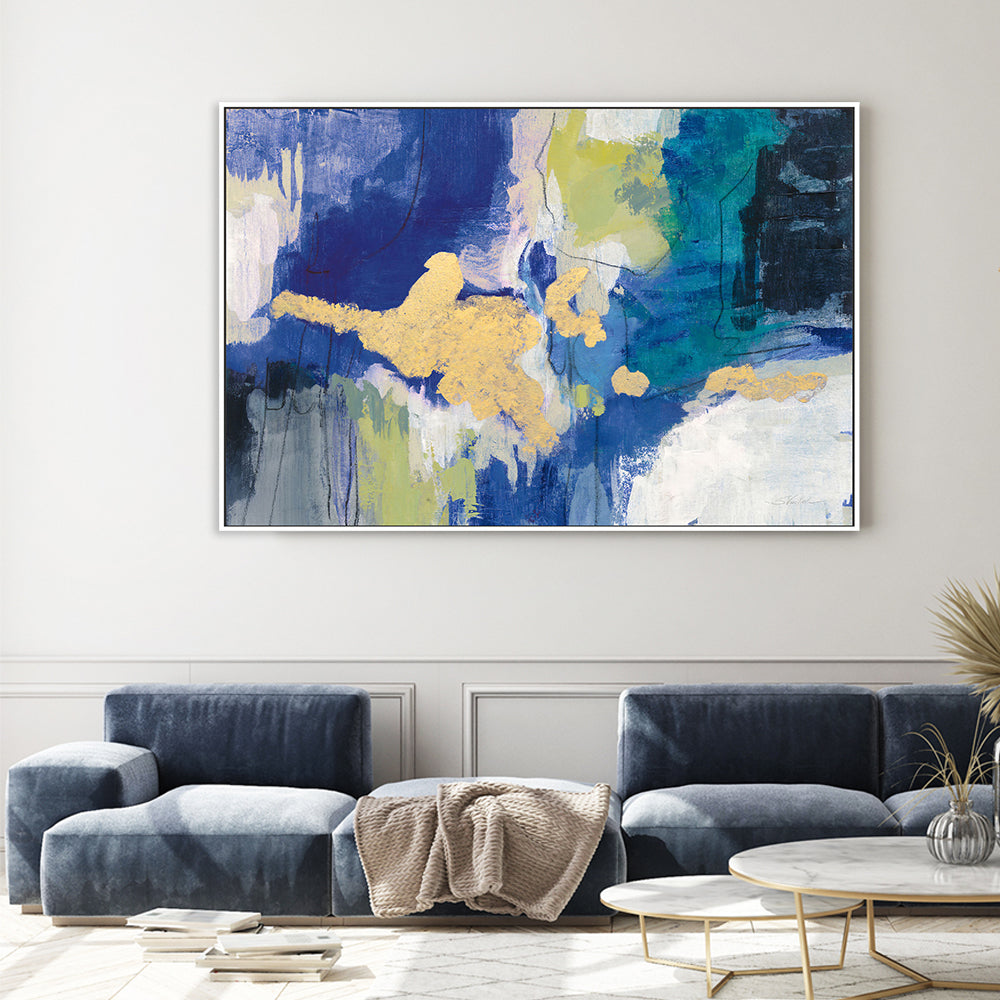wall-art-print-canvas-poster-framed-Abstract Gold And Blue , By Silvia Vassileva-GIOIA-WALL-ART