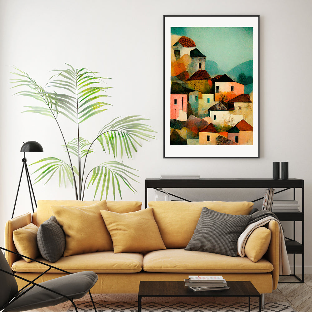 wall-art-print-canvas-poster-framed-Abstract Italian Village , By Treechild-GIOIA-WALL-ART