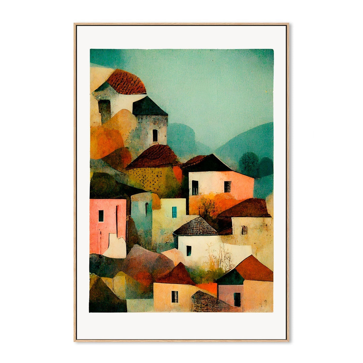 wall-art-print-canvas-poster-framed-Abstract Italian Village , By Treechild-GIOIA-WALL-ART