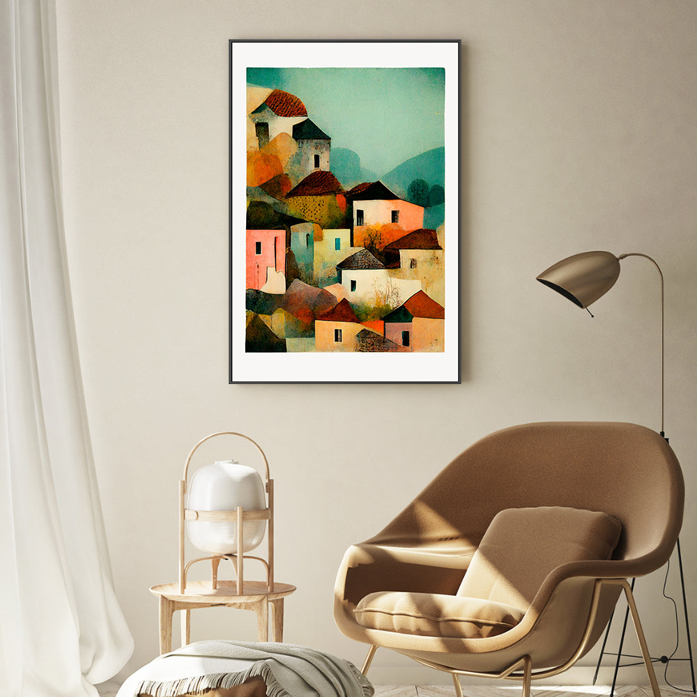 wall-art-print-canvas-poster-framed-Abstract Italian Village , By Treechild-GIOIA-WALL-ART