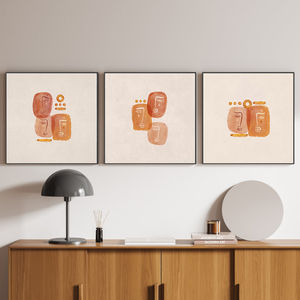 wall-art-print-canvas-poster-framed-Abstract Lovers, Set Of 3 , By Emel Tunaboylu-GIOIA-WALL-ART
