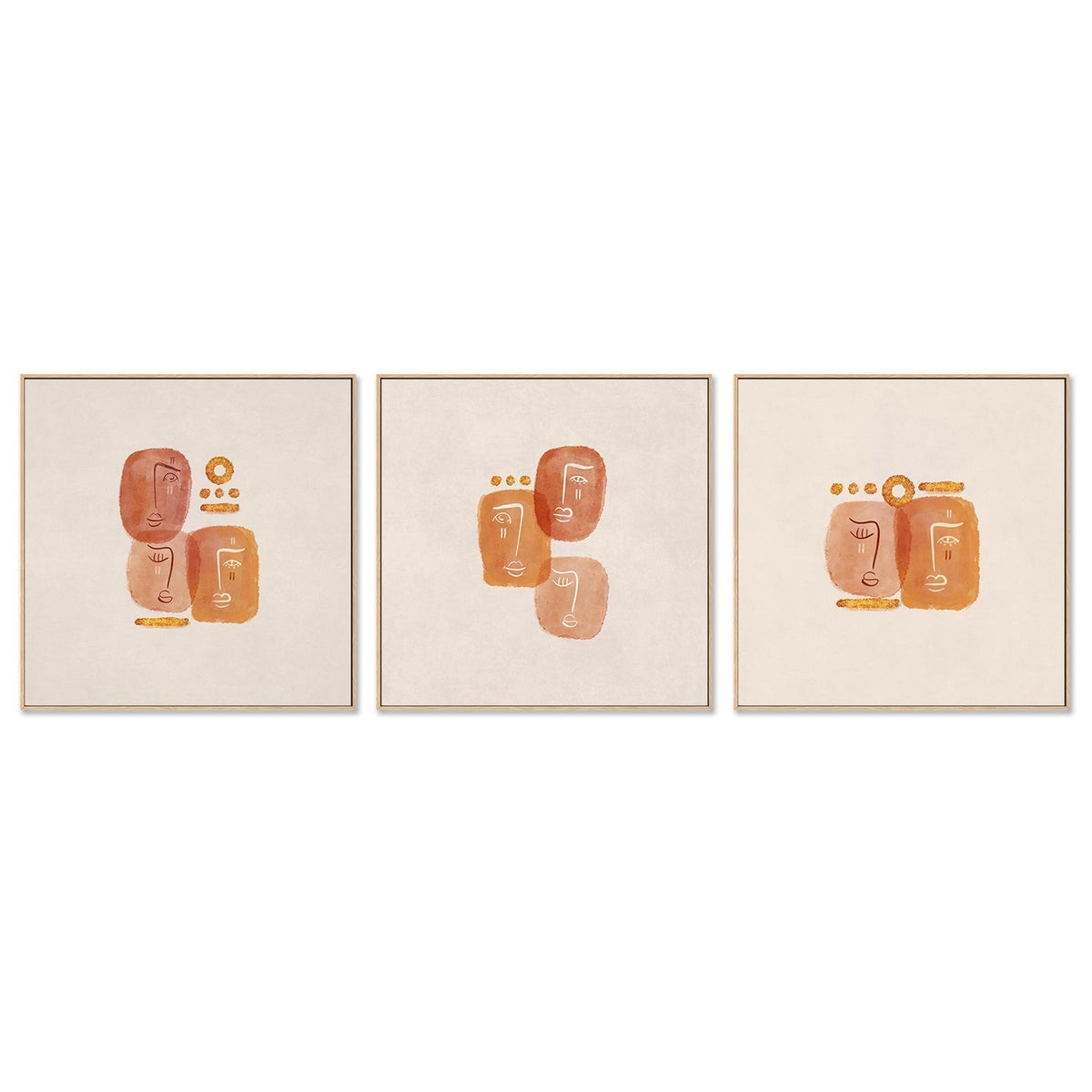 wall-art-print-canvas-poster-framed-Abstract Lovers, Set Of 3 , By Emel Tunaboylu-GIOIA-WALL-ART