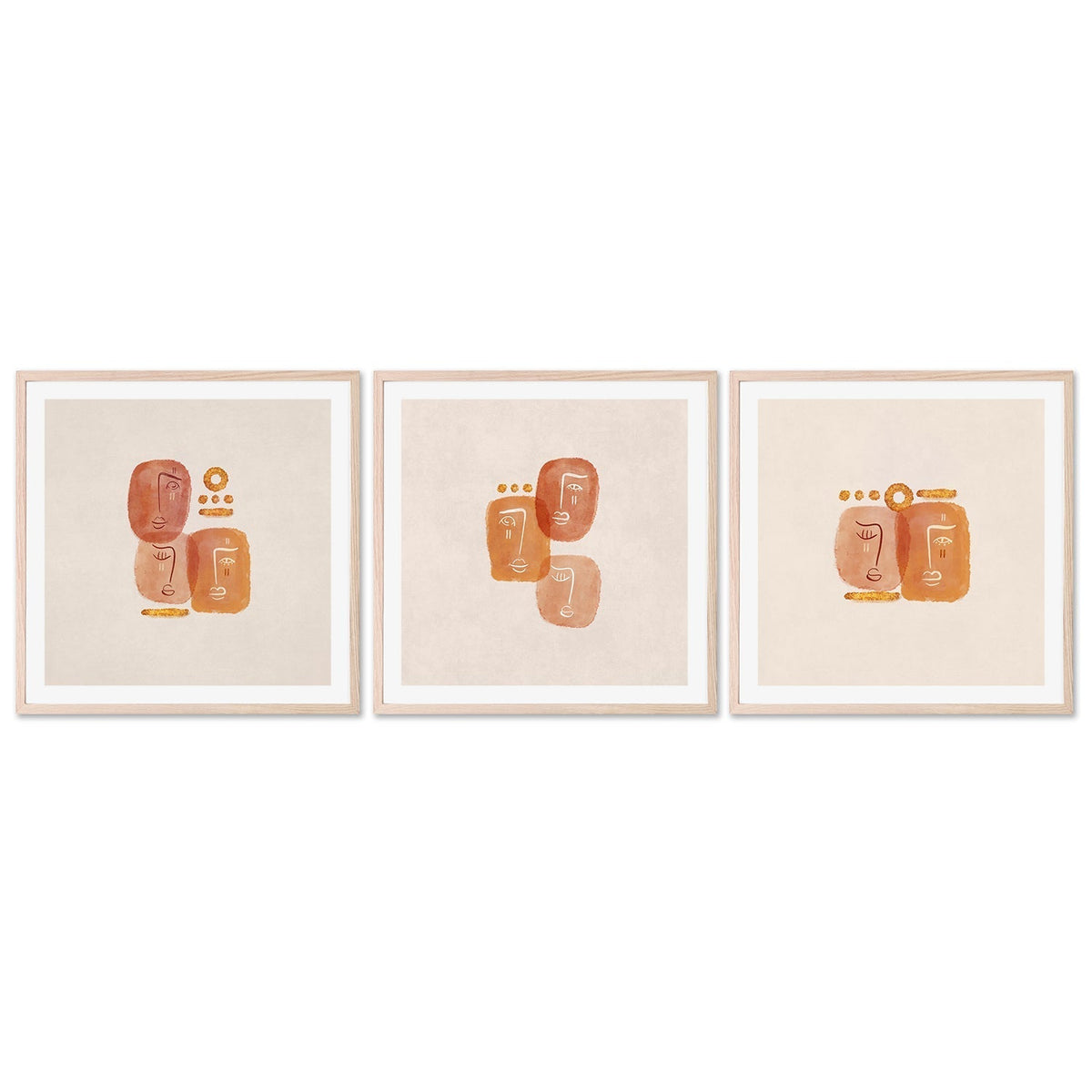 wall-art-print-canvas-poster-framed-Abstract Lovers, Set Of 3 , By Emel Tunaboylu-GIOIA-WALL-ART